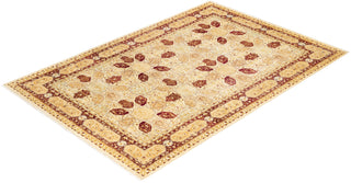 Traditional Mogul Ivory Wool Area Rug 6' 5" x 9' 5" - Solo Rugs
