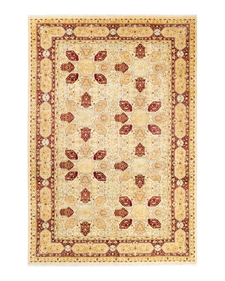 Traditional Mogul Ivory Wool Area Rug 6' 5" x 9' 5" - Solo Rugs