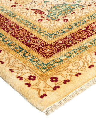 Traditional Mogul Ivory Wool Area Rug 9' 2" x 12' 0" - Solo Rugs