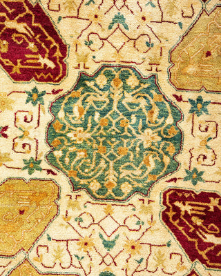 Traditional Mogul Ivory Wool Area Rug 9' 2" x 12' 0" - Solo Rugs