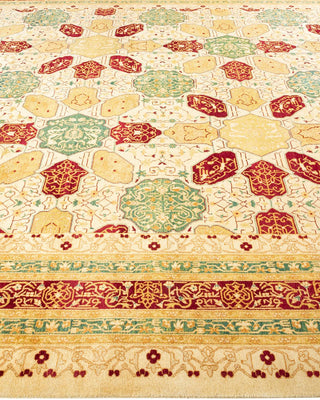 Traditional Mogul Ivory Wool Area Rug 9' 2" x 12' 0" - Solo Rugs