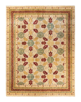 Traditional Mogul Ivory Wool Area Rug 9' 2" x 12' 0" - Solo Rugs