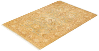 Traditional Mogul Light Blue Wool Area Rug 4' 1" x 6' 2" - Solo Rugs