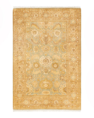 Traditional Mogul Light Blue Wool Area Rug 4' 1" x 6' 2" - Solo Rugs