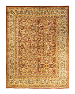 Traditional Mogul Orange Wool Area Rug 9' 1" x 11' 10" - Solo Rugs