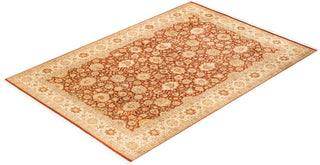 Traditional Mogul Brown Wool Area Rug 6' 2" x 9' 0" - Solo Rugs