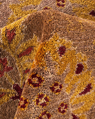 Contemporary Eclectic Brown Wool Area Rug 9' 2" x 12' 5" - Solo Rugs