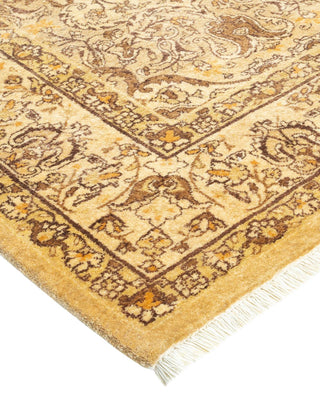 Traditional Mogul Yellow Wool Area Rug 5' 3" x 7' 10" - Solo Rugs