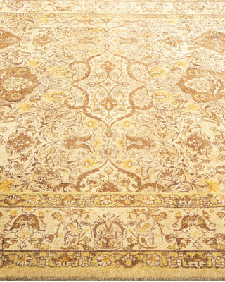 Traditional Mogul Yellow Wool Area Rug 5' 3" x 7' 10" - Solo Rugs