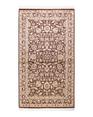Traditional Mogul Brown Wool Area Rug 3' 1" x 5' 4" - Solo Rugs
