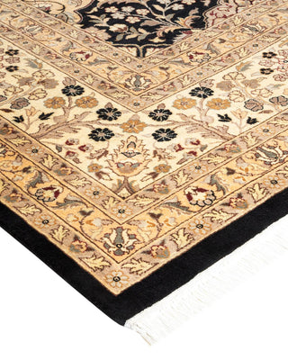 Traditional Mogul Black Wool Area Rug 9' 1" x 12' 4" - Solo Rugs