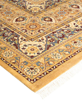 Traditional Mogul Yellow Wool Area Rug 9' 2" x 11' 9" - Solo Rugs