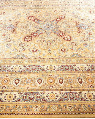 Traditional Mogul Yellow Wool Area Rug 9' 2" x 11' 9" - Solo Rugs
