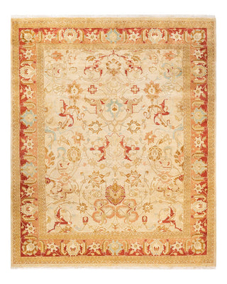Traditional Mogul Ivory Wool Area Rug 8' 1" x 9' 10" - Solo Rugs
