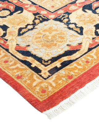 Traditional Mogul Orange Wool Area Rug 9' 1" x 11' 10" - Solo Rugs