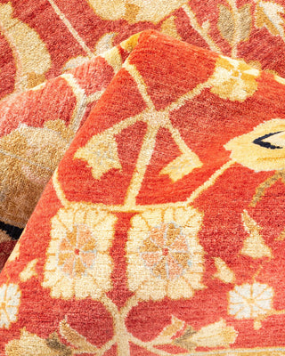 Traditional Mogul Orange Wool Area Rug 9' 1" x 11' 10" - Solo Rugs