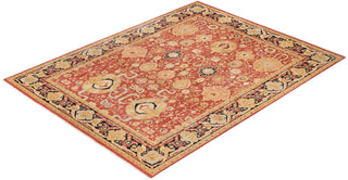 Traditional Mogul Orange Wool Area Rug 9' 1" x 11' 10" - Solo Rugs