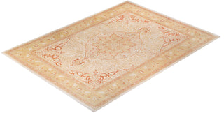 Traditional Mogul Ivory Wool Area Rug 9' 2" x 12' 5" - Solo Rugs