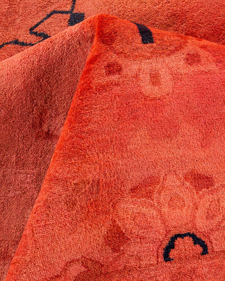 Contemporary Fine Vibrance Orange Wool Area Rug 9' 2" x 12' 1" - Solo Rugs