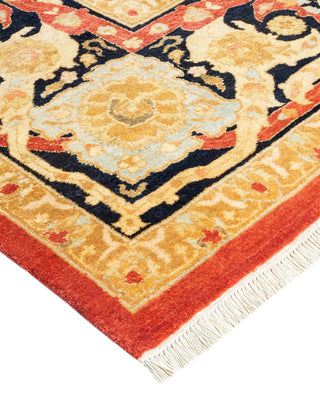Traditional Mogul Orange Wool Area Rug 9' 3" x 11' 10" - Solo Rugs
