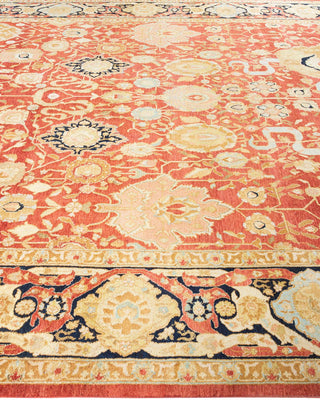 Traditional Mogul Orange Wool Area Rug 9' 3" x 11' 10" - Solo Rugs