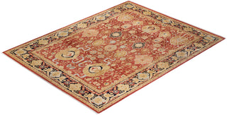 Traditional Mogul Orange Wool Area Rug 9' 3" x 11' 10" - Solo Rugs