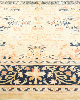 Traditional Mogul Green Wool Area Rug 10' 5" x 13' 10" - Solo Rugs