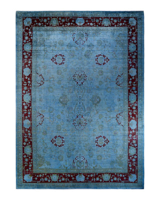 Contemporary Fine Vibrance Light Blue Wool Area Rug 10' 1" x 14' 0" - Solo Rugs