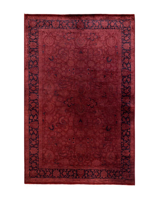 Contemporary Fine Vibrance Red Wool Area Rug 4' 1" x 6' 4" - Solo Rugs