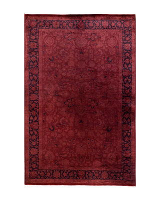 Contemporary Fine Vibrance Red Wool Area Rug 4' 1" x 6' 4" - Solo Rugs