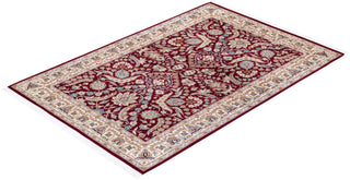 Traditional Mogul Red Wool Area Rug 4' 1" x 6' 1" - Solo Rugs