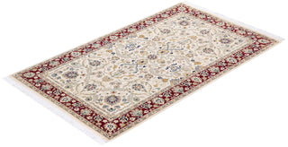 Traditional Mogul Ivory Wool Area Rug 3' 2" x 5' 3" - Solo Rugs