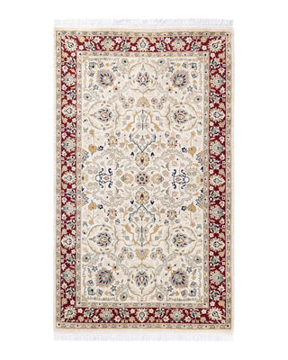 Traditional Mogul Ivory Wool Area Rug 3' 2" x 5' 3" - Solo Rugs