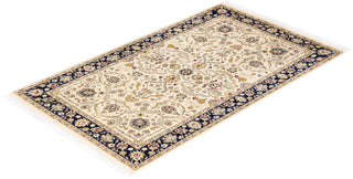 Traditional Mogul Ivory Wool Area Rug 3' 1" x 5' 1" - Solo Rugs