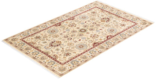 Traditional Mogul Ivory Wool Area Rug 4' 1" x 6' 5" - Solo Rugs