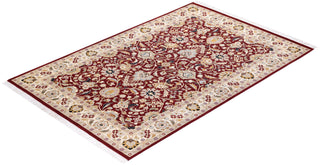 Traditional Mogul Red Wool Area Rug 4' 2" x 6' 3" - Solo Rugs
