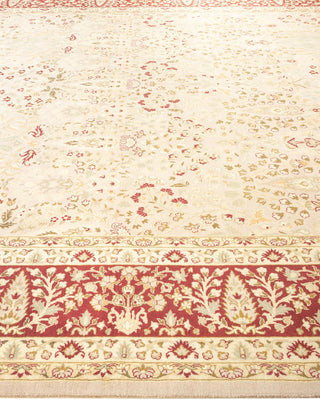 Traditional Mogul Beige Wool Area Rug 9' 2" x 12' 2" - Solo Rugs