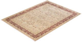 Traditional Mogul Beige Wool Area Rug 9' 2" x 12' 2" - Solo Rugs