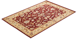 Traditional Mogul Red Wool Area Rug 4' 3" x 6' 3" - Solo Rugs