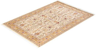 Traditional Mogul Ivory Wool Area Rug 4' 2" x 6' 3" - Solo Rugs