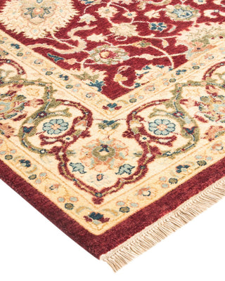 Traditional Mogul Red Wool Area Rug 4' 8" x 7' 3" - Solo Rugs