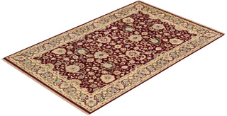 Traditional Mogul Red Wool Area Rug 4' 8" x 7' 3" - Solo Rugs