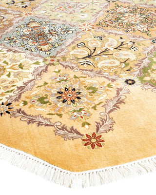 Traditional Mogul Yellow Wool Octagon Area Rug 7' 1" x 7' 1" - Solo Rugs
