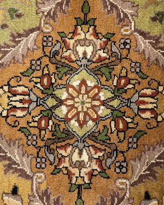 Traditional Mogul Yellow Wool Octagon Area Rug 7' 1" x 7' 1" - Solo Rugs