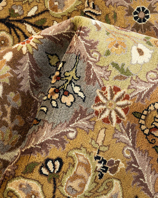 Traditional Mogul Yellow Wool Octagon Area Rug 7' 1" x 7' 1" - Solo Rugs