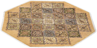 Traditional Mogul Yellow Wool Octagon Area Rug 7' 1" x 7' 1" - Solo Rugs