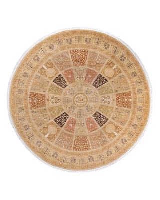 Traditional Mogul Ivory Wool Round Area Rug 8' 1" x 8' 1" - Solo Rugs