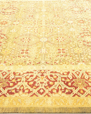 Traditional Mogul Green Wool Area Rug 8' 3" x 9' 10" - Solo Rugs