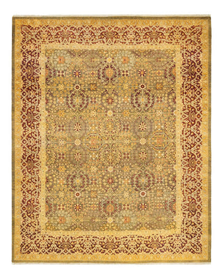 Traditional Mogul Green Wool Area Rug 8' 3" x 9' 10" - Solo Rugs