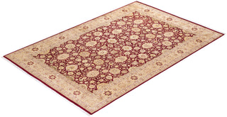 Traditional Mogul Red Wool Area Rug 6' 3" x 9' 4" - Solo Rugs